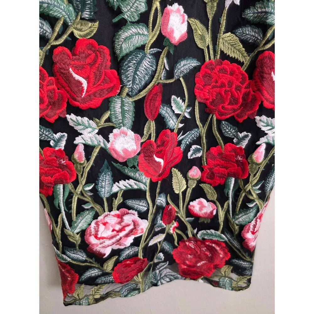 NWT Lulus Notorious Refinement Black Multi Embroidered Lace-Up Midi Dress XL - Picture 7 of 15